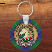 Clan Oliphant Wappen über Tartan Schlüsselanhänger (Vorderseite)