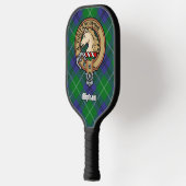 Clan Oliphant-Wappen über Tartan-Schlüsselanhänger Pickleball Schläger (Links)