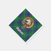 Clan Oliphant Wappen über Tartan Serviette (Ecke)