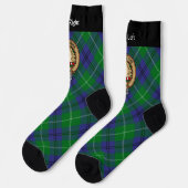 Clan Oliphant Wappen über Tartan Socks Socken (Linkes Detail)