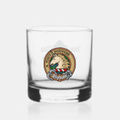 Clan Oliphant Wappen über Tartan Whiskyglas (Vorderseite)