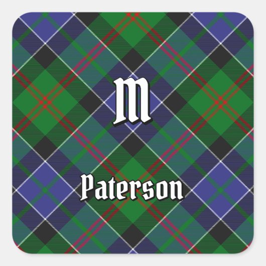 Clan Paterson Tartan Quadratischer Aufkleber (Vorderseite)