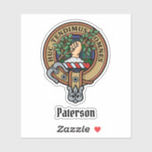 Clan Paterson Wappen über Tartan Aufkleber (Blatt)