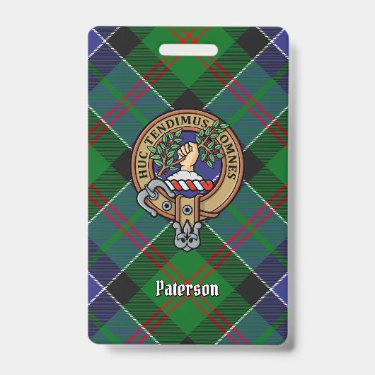 Clan Paterson Wappen über Tartan Ausweis (Vorderseite)