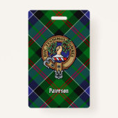 Clan Paterson Wappen über Tartan Ausweis (Vorderseite)