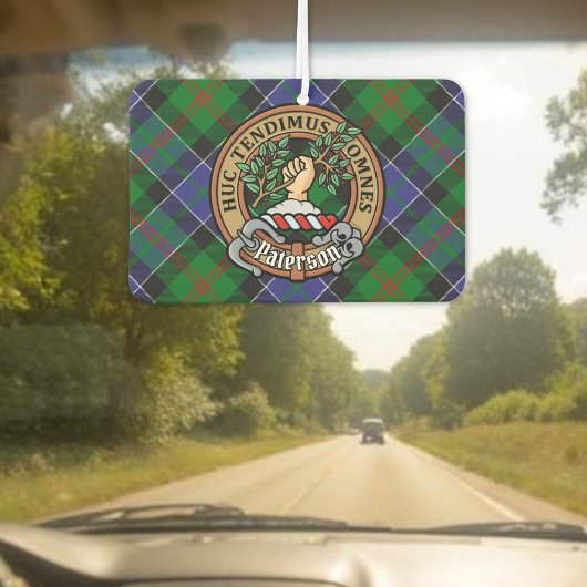 Clan Paterson Wappen über Tartan Autolufterfrischer