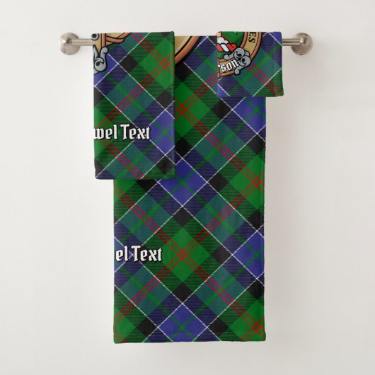 Clan Paterson Wappen über Tartan Badhandtuch Set (Insitu)