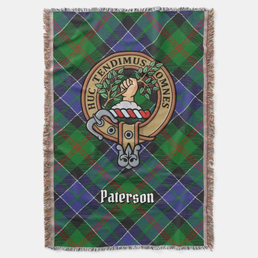 Clan Paterson-Wappen über Tartan Decke (Vorderseite Vertikal)