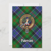 Clan Paterson Wappen über Tartan Einladung (Rückseite)