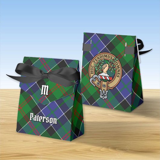Clan Paterson Wappen über Tartan Geschenkschachtel