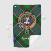 Clan Paterson Wappen über Tartan Golfhandtuch (Insitu)