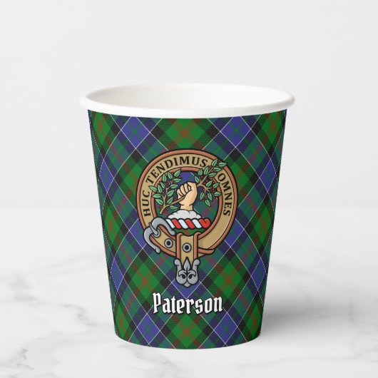 Clan Paterson Wappen über Tartan Pappbecher (Vorderseite)