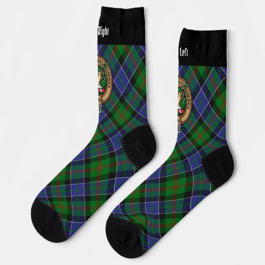 Clan Paterson Wappen über Tartan Socken (Linkes Detail)