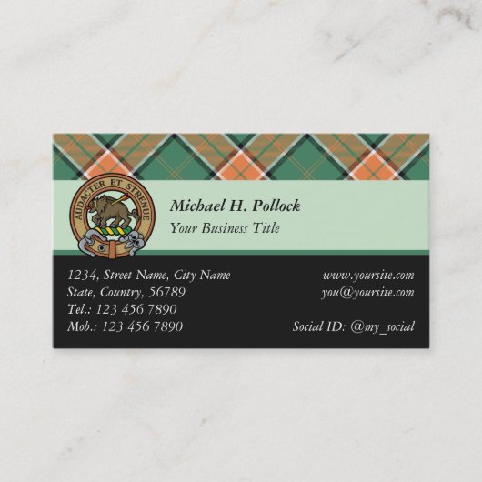 Clan Pollock Tartan Business Card Visitenkarte (Vorderseite)