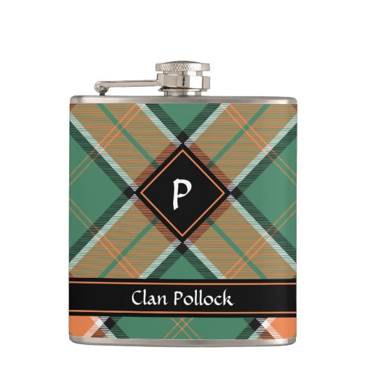 Clan Pollock Tartan Flask Flachmann (Vorderseite)