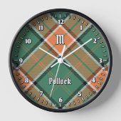 Clan Pollock Tartan Large Clock Uhr (Vorderseite)