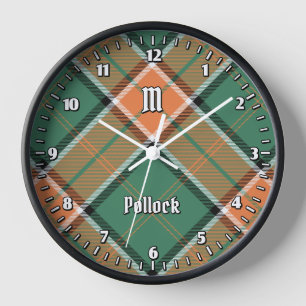 Clan Pollock Tartan Large Clock Uhr