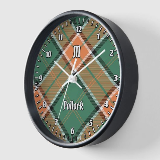 Clan Pollock Tartan Large Clock Uhr (Winkel)