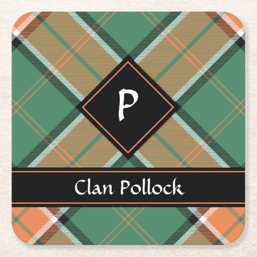 Clan Pollock Tartan Square Paper Untersetzer (Vorderseite)