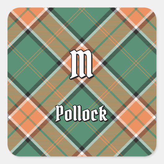 Clan Pollock Tartan Square Sticker (Vorderseite)