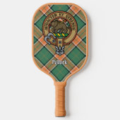 Clan-Pollock-Wappen auf Tartan-Schlüsselanhänger Pickleball Schläger (Vorderseite)