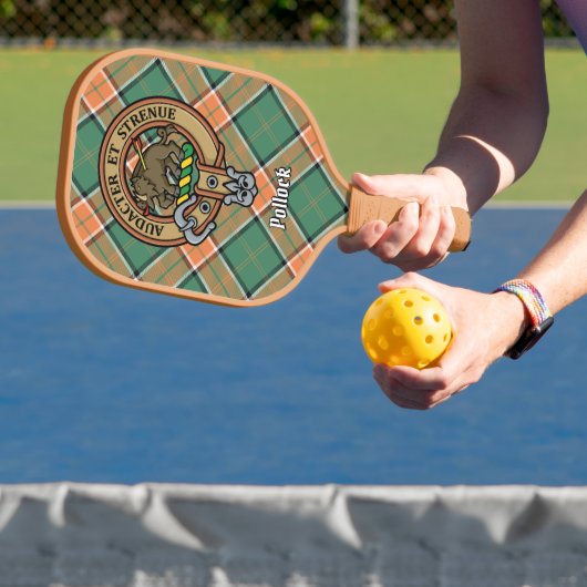 Clan-Pollock-Wappen auf Tartan-Schlüsselanhänger Pickleball Schläger (InSitu)