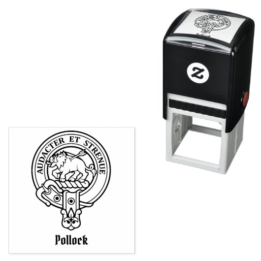 Clan Pollock Wappen Selbstfarbige Briefmarke Permastempel (Beispiel)