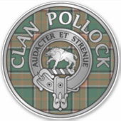 Clan Pollock Wappen & Tartan Aufkleber (Vorderseite)