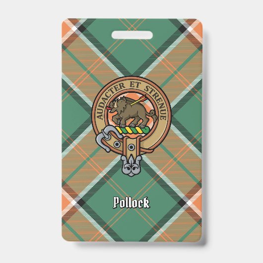 Clan Pollock Wappen über Tartan Ausweis (Vorderseite)