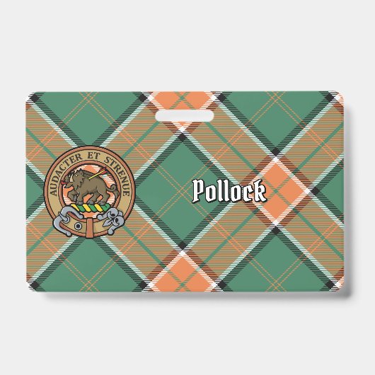 Clan Pollock Wappen über Tartan Ausweis (Vorderseite)