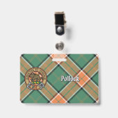 Clan Pollock Wappen über Tartan Ausweis (Vorderseite mit Clip)