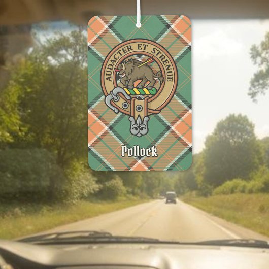 Clan Pollock Wappen über Tartan Autolufterfrischer