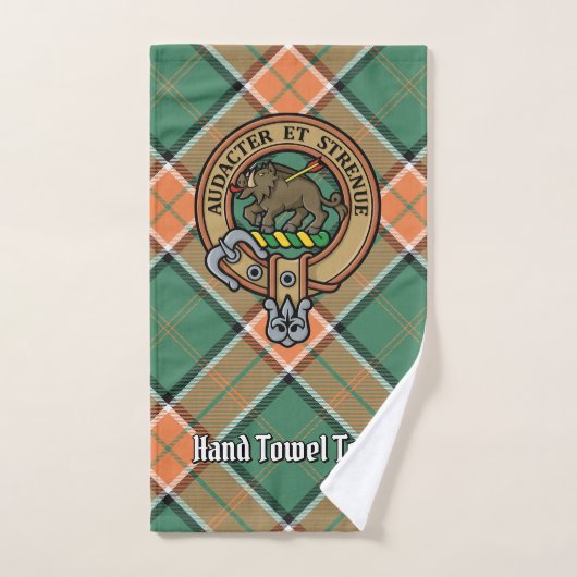 Clan Pollock Wappen über Tartan Badhandtuch Set (Handtuch)
