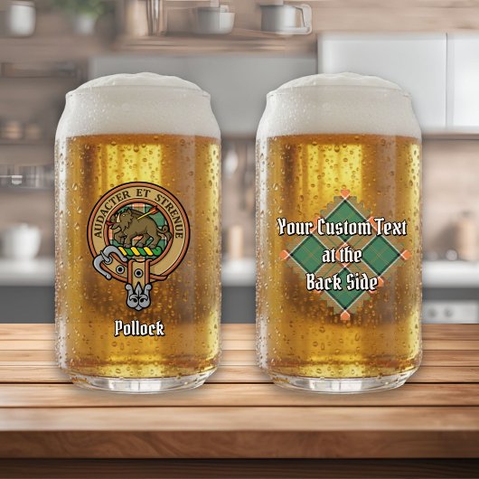 Clan Pollock Wappen über Tartan Dosenglas