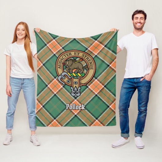 Clan Pollock Wappen über Tartan Fleecedecke (Beispiel)