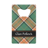 Clan Pollock Wappen über Tartan Geldbeutel Flaschenöffner (Rückseite)