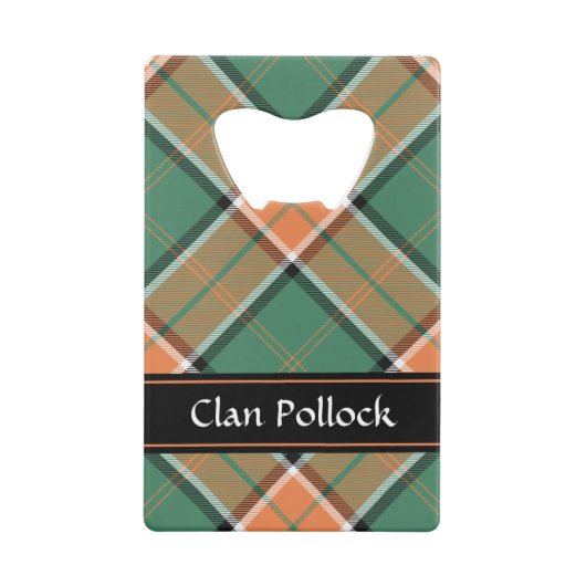 Clan Pollock Wappen über Tartan Geldbeutel Flaschenöffner (Rückseite)