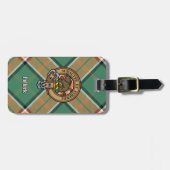 Clan Pollock Wappen über Tartan Gepäckanhänger (Vorderseite horizontal)