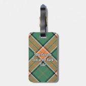 Clan Pollock Wappen über Tartan Gepäckanhänger (Rückseite vertikal)