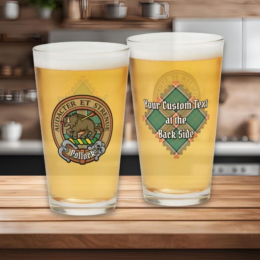 Clan Pollock Wappen über Tartan Glas
