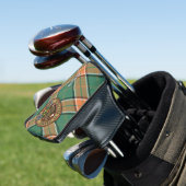 Clan Pollock Wappen über Tartan Golf Headcover (In Situ)