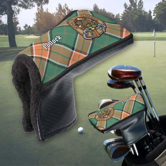 Clan Pollock Wappen über Tartan Golf Headcover