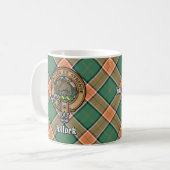 Clan Pollock Wappen über Tartan Kaffeetasse (Vorderseite Links)
