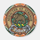 Clan Pollock Wappen über Tartan Magnet (Vorne)