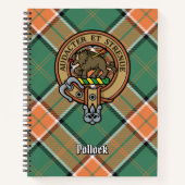 Clan Pollock Wappen über Tartan Notizblock (Vorderseite)
