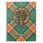 Clan Pollock Wappen über Tartan Notizblock (Vorderseite)
