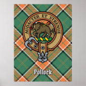 Clan Pollock Wappen über Tartan Poster (Vorne)