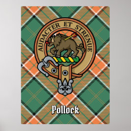 Clan Pollock Wappen über Tartan Poster