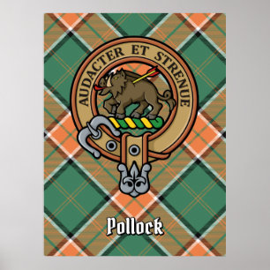Clan Pollock Wappen über Tartan Poster