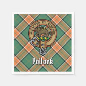 Clan Pollock Wappen über Tartan Serviette (Vorderseite)